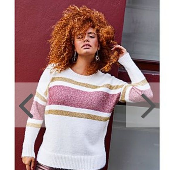 LAST 1!🌸Tinsel Stripe Jumper Sweater - Picture 2 of 5